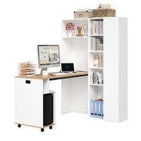 BÜROTISCH mit Regal und ausziehbarem Arbeitstisch – Weiß Holzoptik - Weiß, Holzwerkstoff/Metall (30.5/104.5/160cm) - Urban Meuble