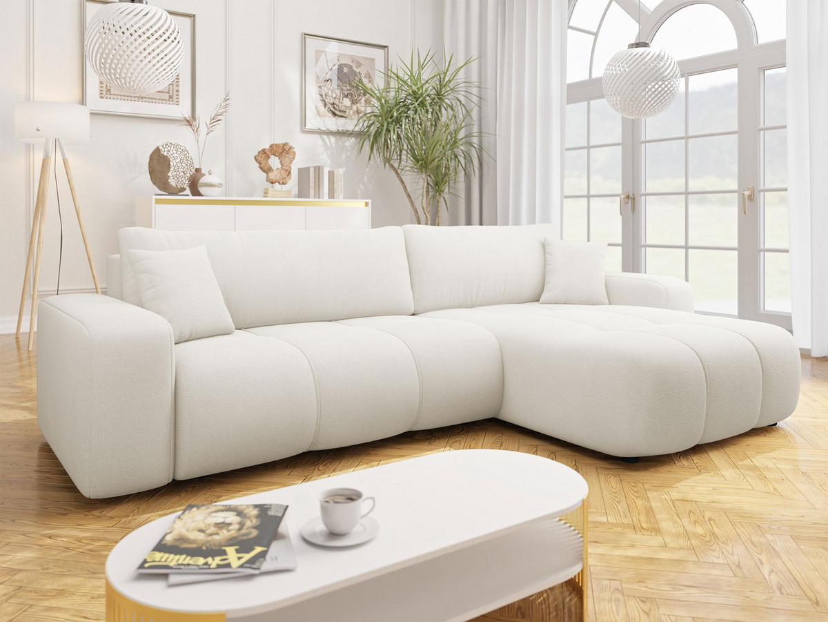 ECKSOFA Furyn Maxi - Creme/Schwarz, Holz/Kunststoff (274/145cm) - MIRJAN24
