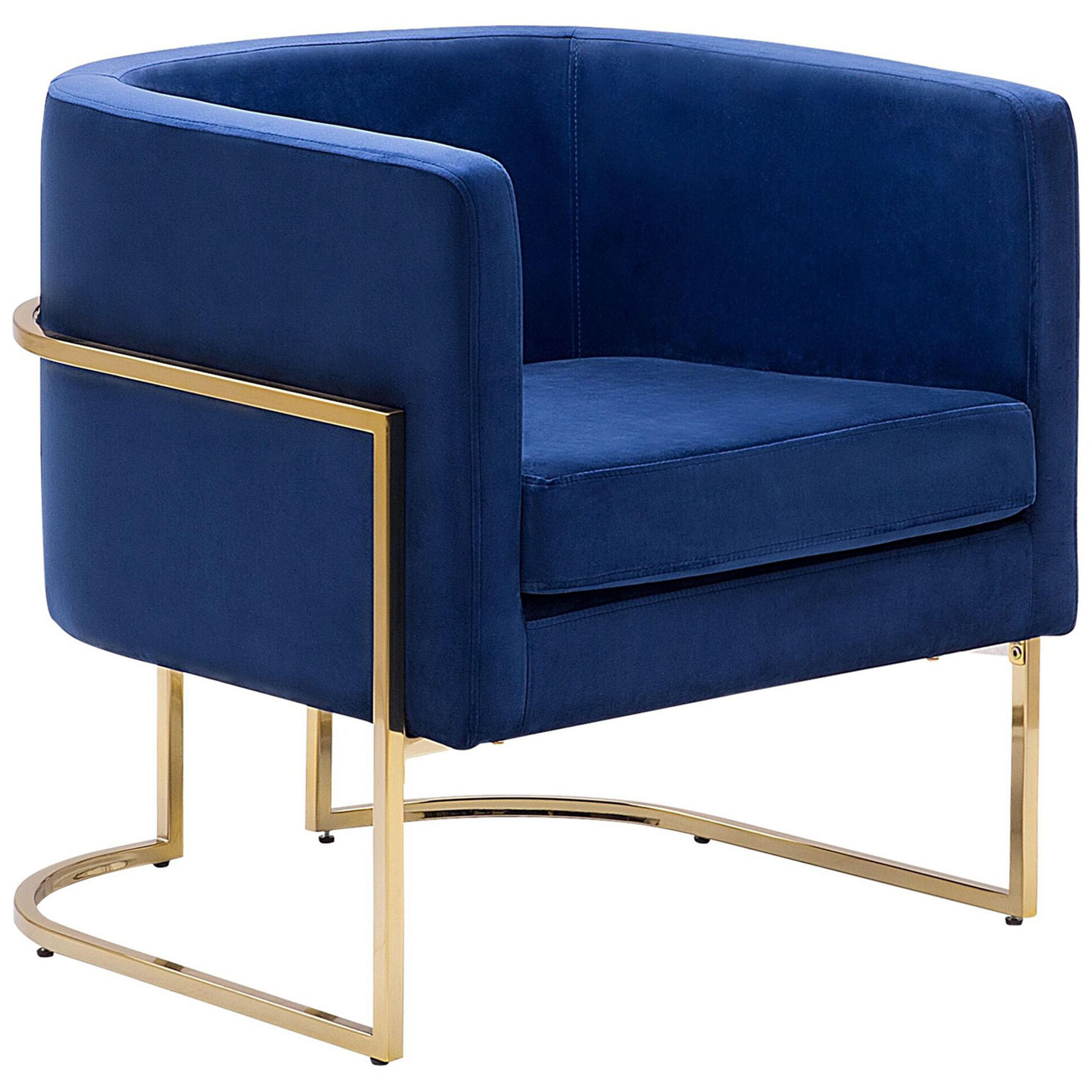 SESSEL Samtstoff Blau Sirkka - Blau, Textil/Metall (72/71/70cm) - Beliani