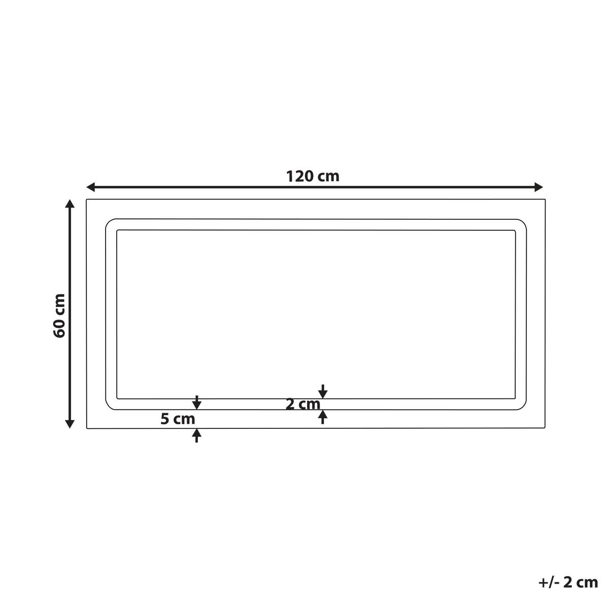 BADSPIEGEL mit LED-Beleuchtung rechteckig 120/60 cm Benouville - Silberfarben, Glas (120/60/4cm) - Beliani