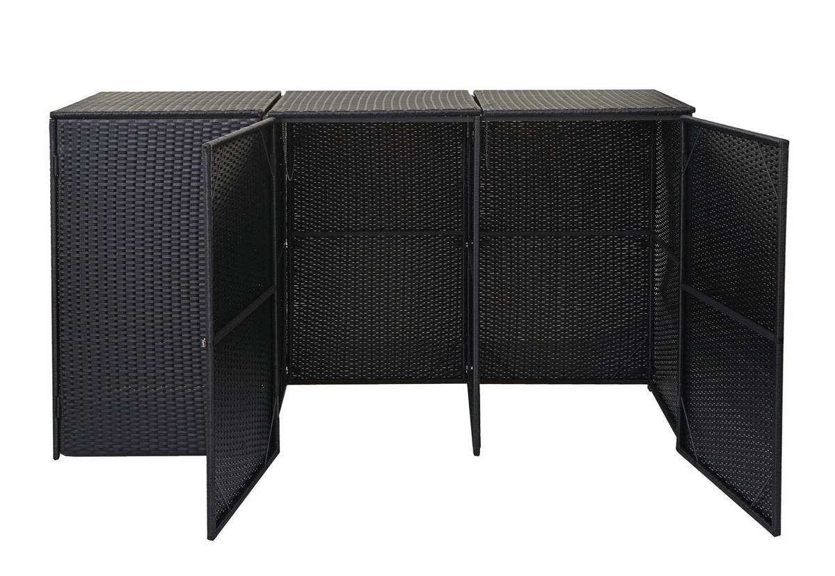 3ER-MÜLLTONNENVERKLEIDUNG Schwarz - Schwarz, Kunststoff (195/110/66cm) - MCW