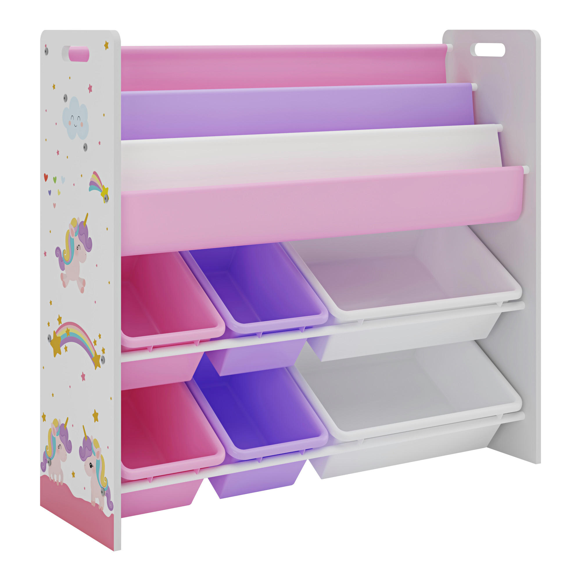KINDERREGAL Rødøy - Lila/Weiß, Holzwerkstoff/Kunststoff (86/78/26.5cm) - [en.casa]