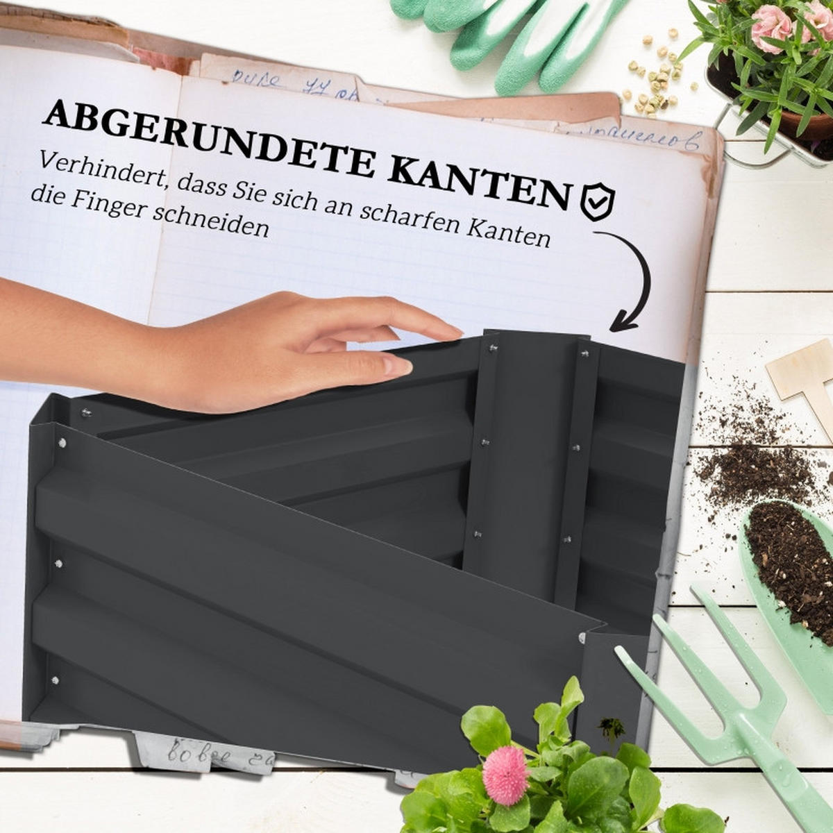 HOCHBEET 61x61x140 cm Spalier wetterfest dunkelgrau - Dunkelgrau, Metall (61/140/61cm) - Fortuna Lai