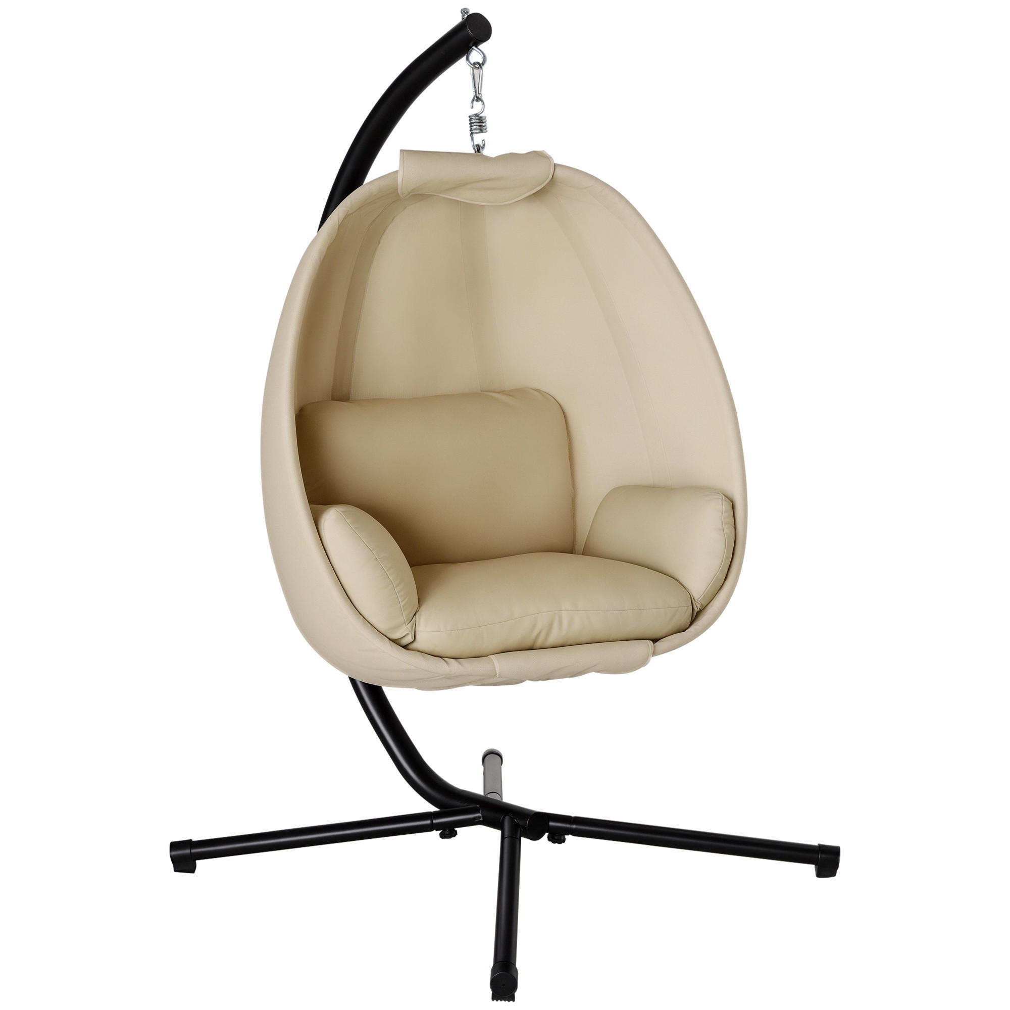 HÄNGESESSEL DE-06971 eiförmig, mit weichem Kissen, für drinnen & draußen Khaki - Taupe, Metall (95/170/125cm) - ComfortXL