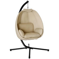 HÄNGESESSEL DE-06971 eiförmig, mit weichem Kissen, für drinnen & draußen Khaki - Taupe, Metall (95/170/125cm) - ComfortXL