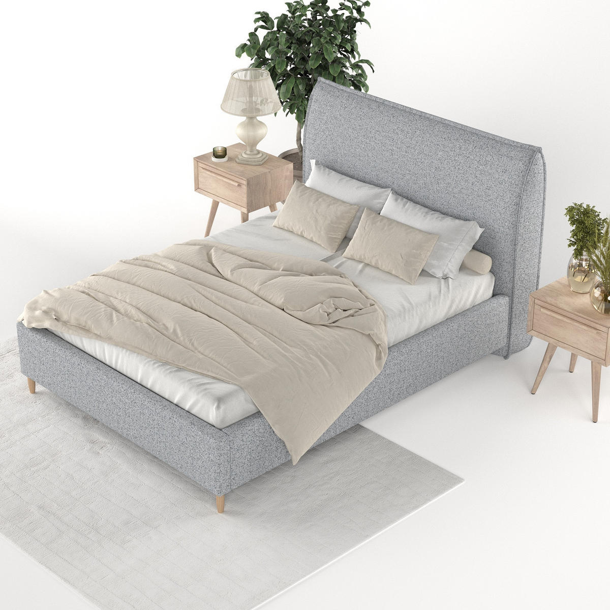 POLSTERBETT Mira 120/200 cm Grau im Riva Stoff - Naturfarben/Grau, Holz/Holzwerkstoff (120/200cm) - AltaBeds