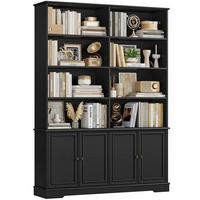 BÜCHERREGAL mit Türen Schwarz 185 x 27 x 120 cm - Schwarz, Holzwerkstoff (120/185/27cm)