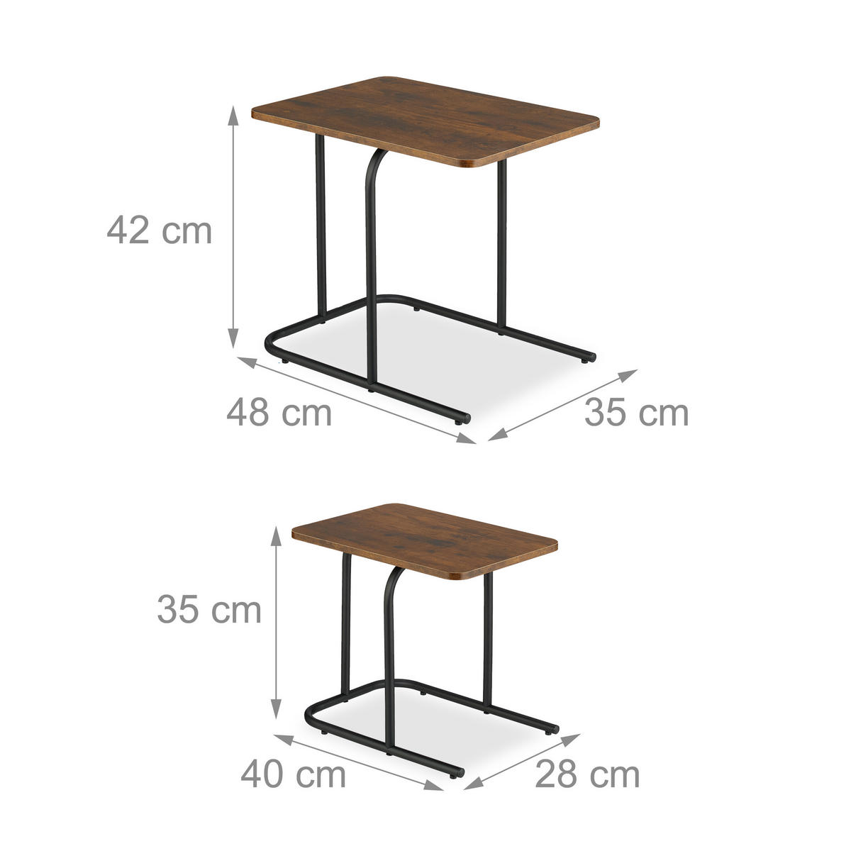 2-TLG.SATZTISCH-SET - Braun, Holzwerkstoff/Kunststoff (35/48/42cm) - Relaxdays