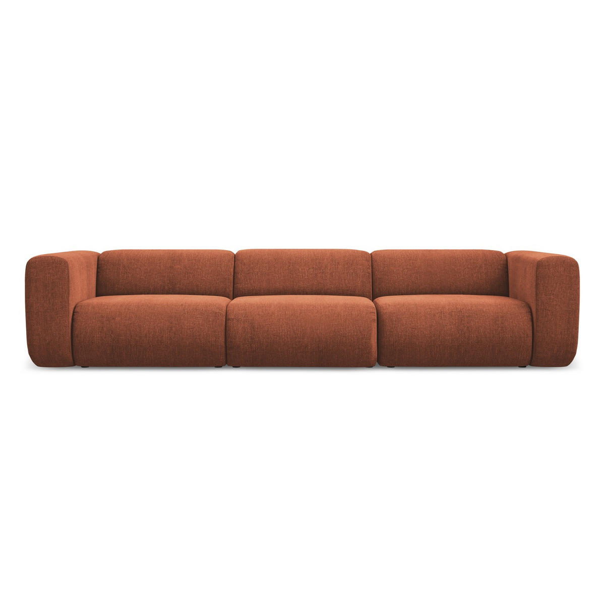 4-SITZER-SOFA Chenille Stoff Orange - Terracotta/Schwarz, Kunststoff/Textil (319/70/89cm) - LaMiaSofa