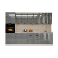 KÜCHENZEILE – 300 cm – KU-SA12 – Lunara – Grau Hochglanz – ohne E-Geräte - Grau, Holzwerkstoff (300/203/56cm) - hi-markt