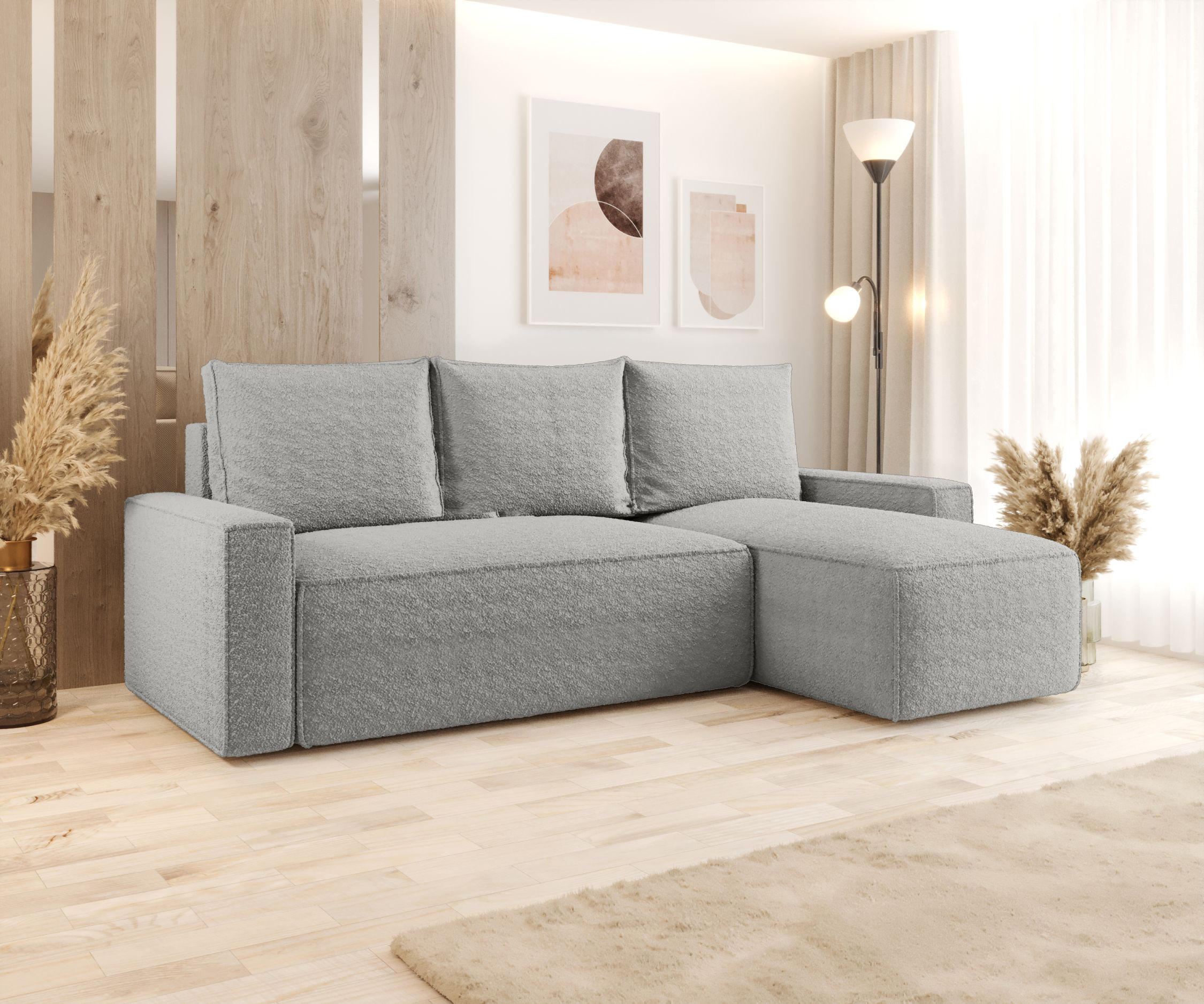 ECKSOFA mit Schlaffunktion SAVIO Quelle 83 Rechts - Grau, Textil (232/140cm) - Bedante