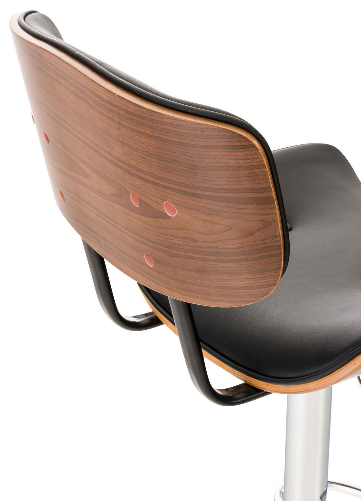 BARHOCKER Lederlook walnuss/schwarz - Chromfarben/Walnussfarben, Textil/Metall (50/94/56cm) - CLP