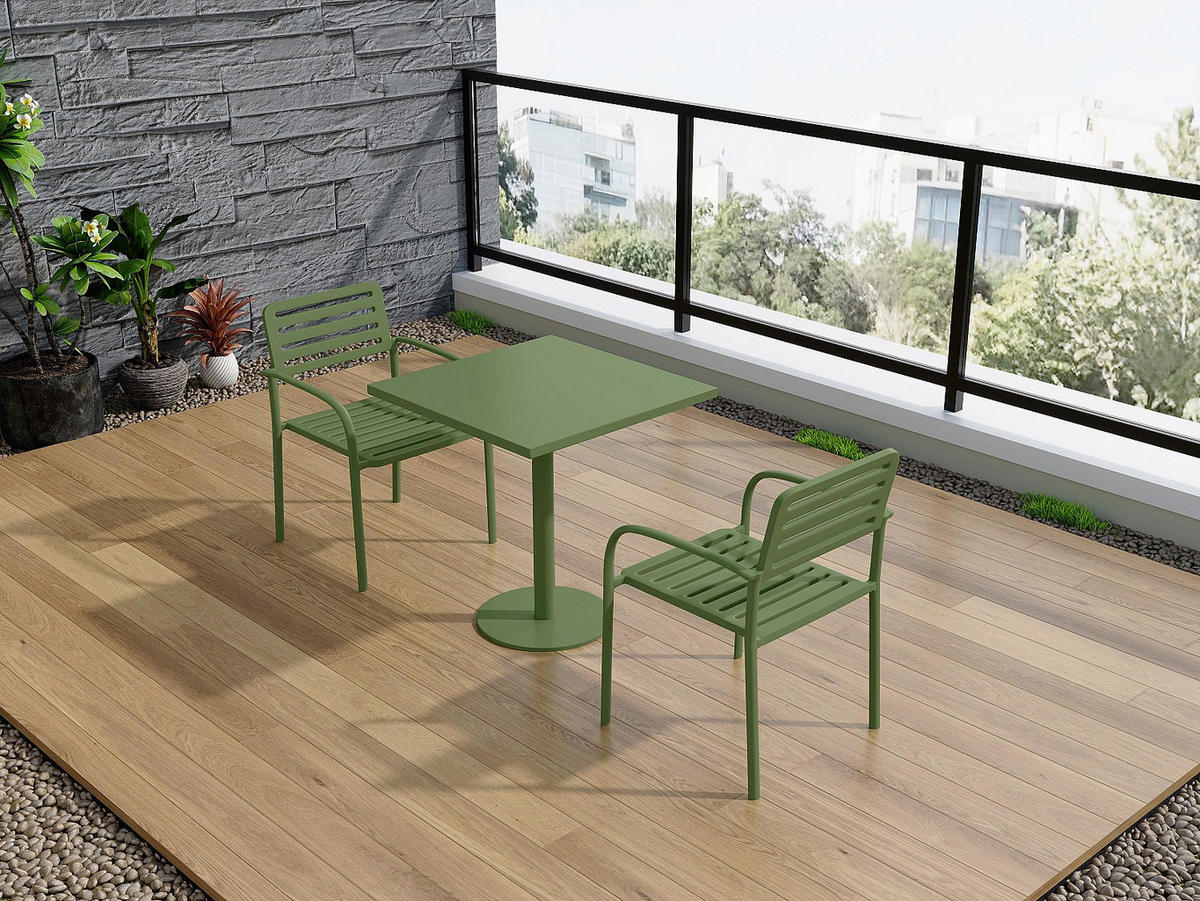 GARTENTISCH - 2 Personen - Metall - Grün - - Grün, Metall (70/70/75cm) - Vente-Unique