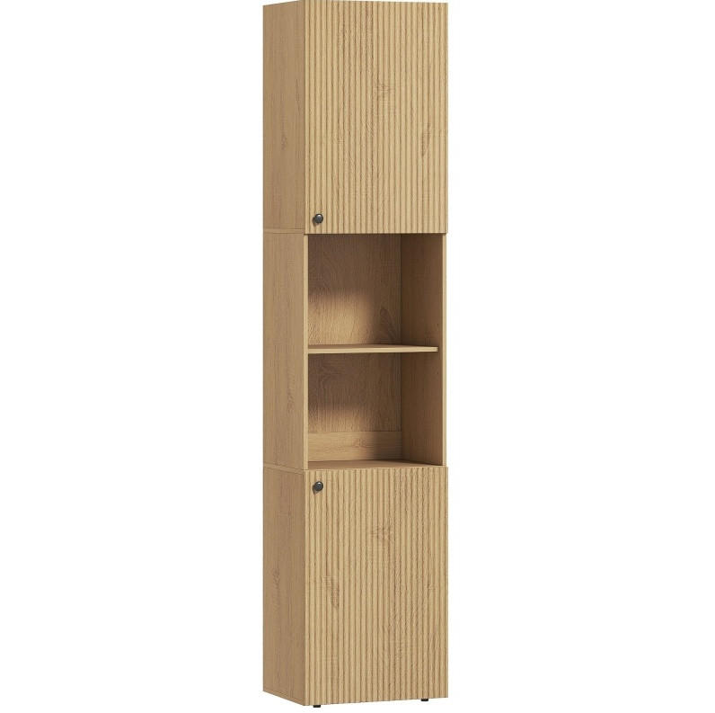 BADEZIMMER Hochschrank 40x31x182 cm Eiche mit 2 Fächern & verstellbaren Regalen - Eichefarben, Holzwerkstoff (40/182/31cm) - Modfu