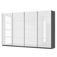 SCHWEBETÜRENSCHRANK - Weiß Hochglanz/Grau, Holzwerkstoff (360/222/68cm) - home24