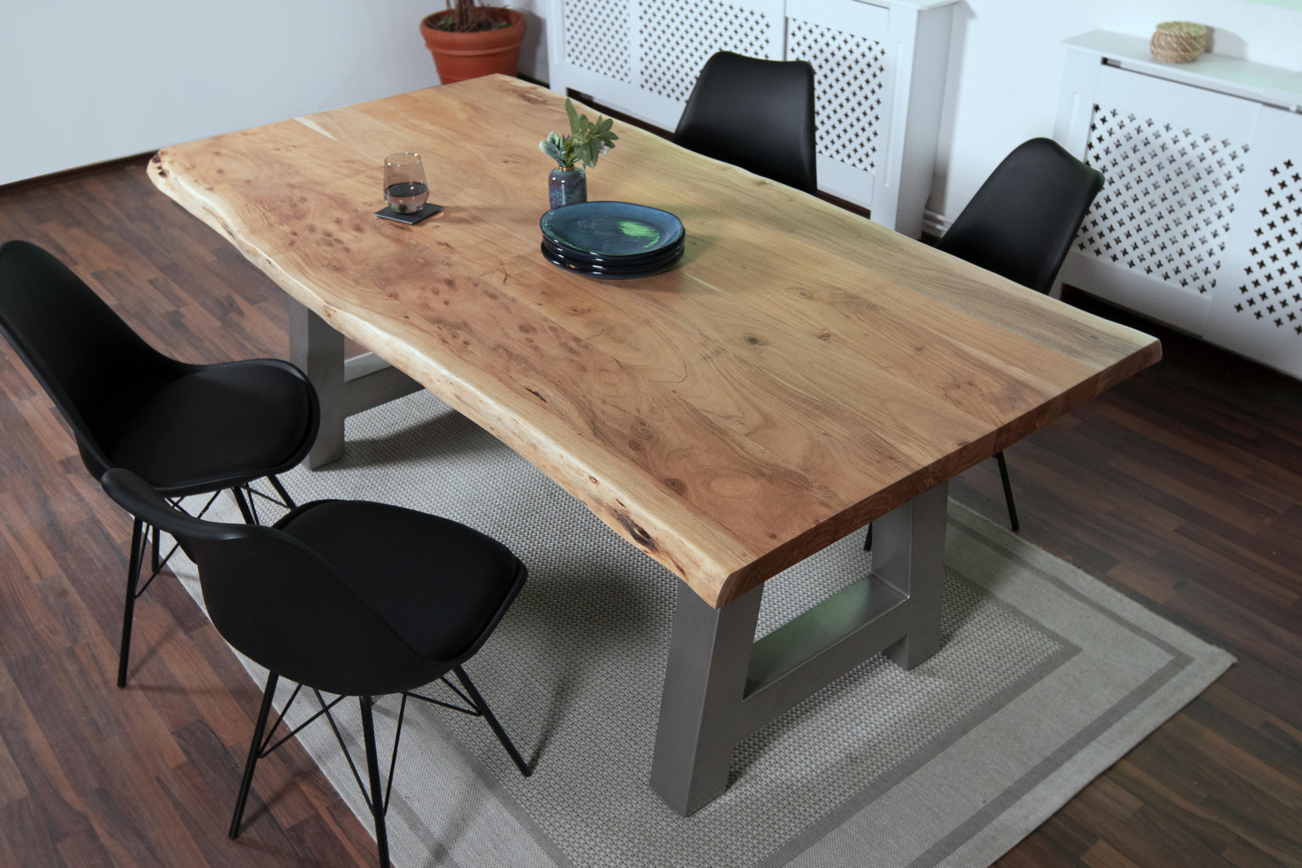 ESSTISCH CALI - Beige/Silberfarben, Holz/Metall (100/220/77cm) - SAM