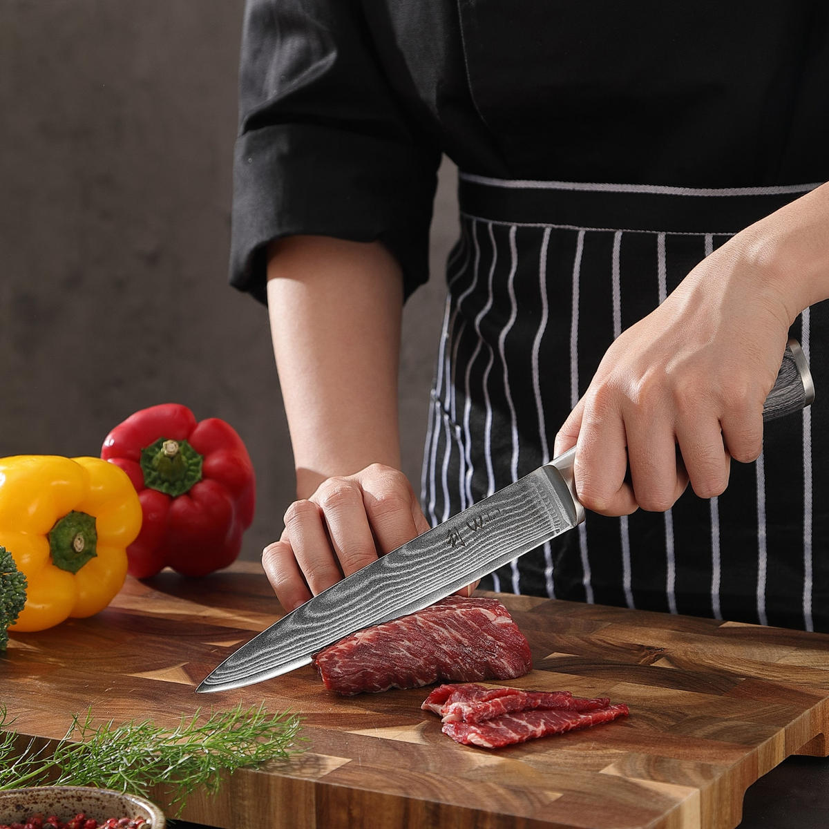 MESSERSET 6-TEILIG 8,5–20 cm - Grau, Holz/Metall - Wakoli