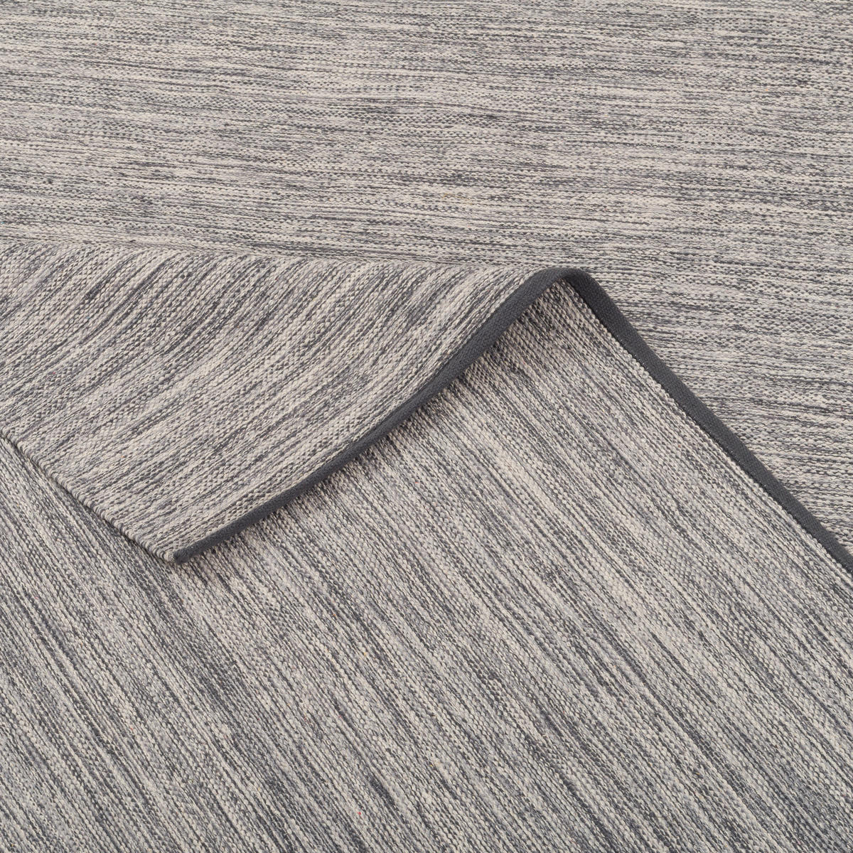 BAUMWOLLE NATUR KELIM TEPPICH EASY MELIERT - Grau, Textil (160/230cm) - Pergamon