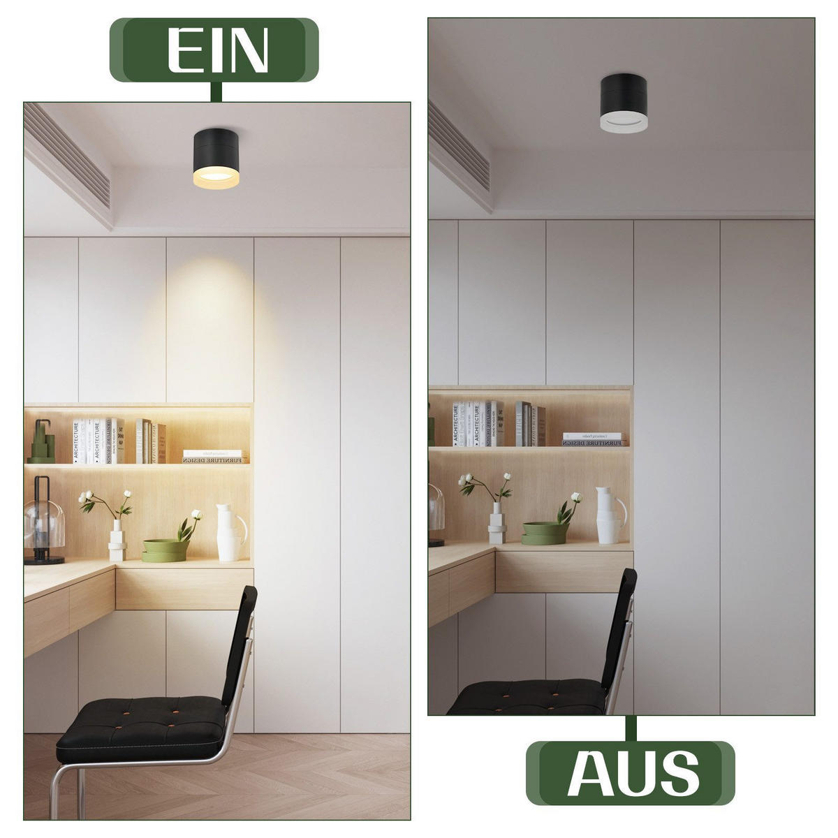 AUFBAUSTRAHLER Aalen II 8.3/8.3/8.5cm - Schwarz, Metall (8.3/8.3/8.5cm) - Nettlife