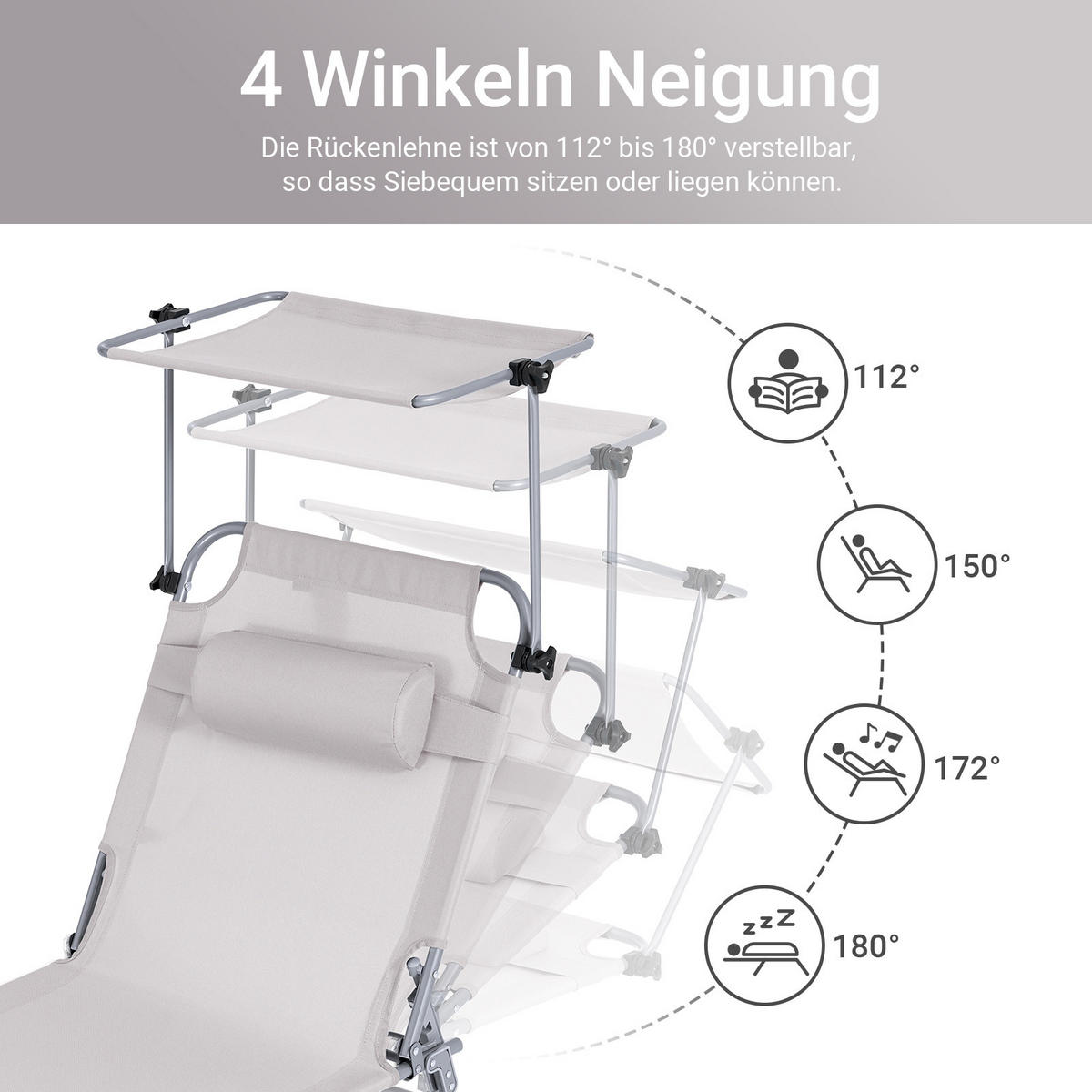 SONNENLIEGE 2er Set Beige - Beige, Textil/Metall (195/90/63cm) - SoBuy