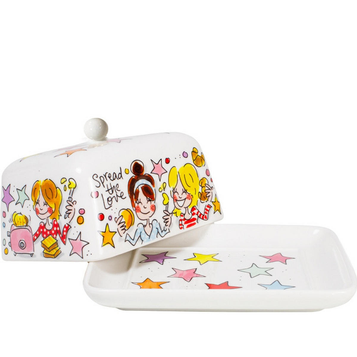 BUTTERDOSE Butter macht alles besser in Bunt - 16 x 11 x 10cm - Multicolor, Keramik (11/10/16cm) - Blond Amsterdam