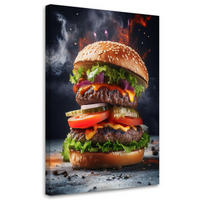 LEINWANDBILD Burger-Food-Restaurant 40x60cm - Braun, Textil (40/60cm) - Feeby