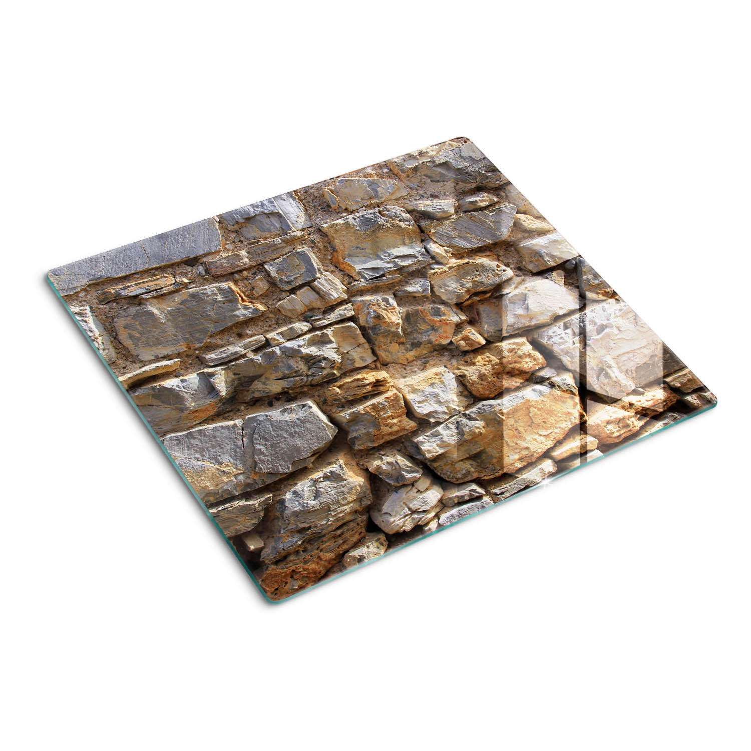 GLASPLATTE 60x52 cm Steinmauer - Braun, Glas (60/0.4/52cm) - TULUP