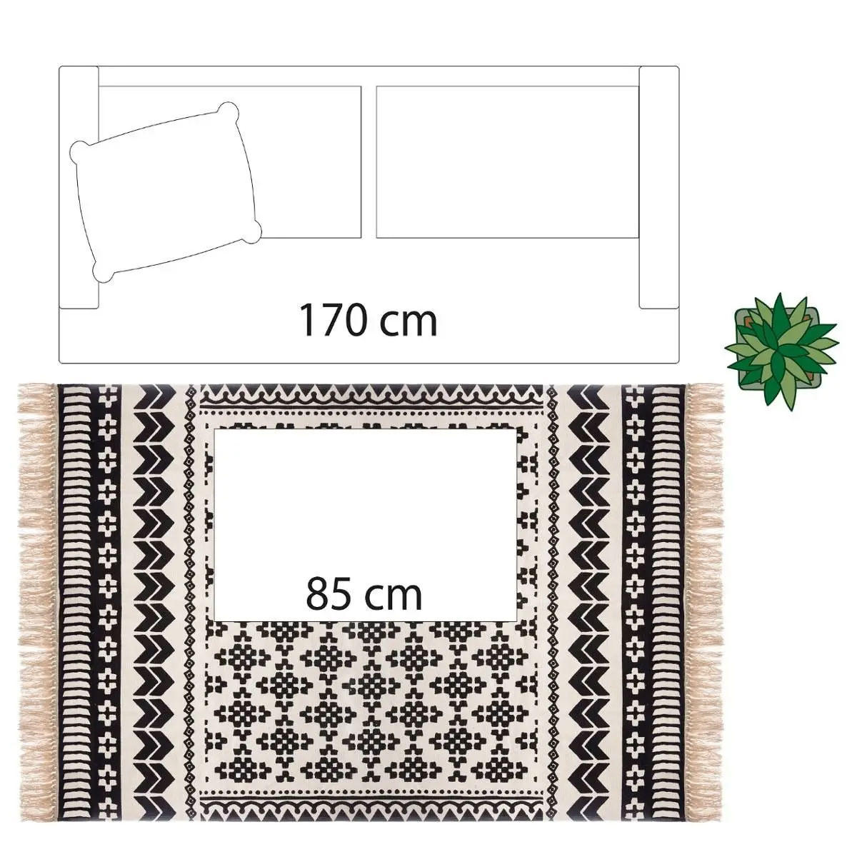 DEKO-TEPPICH aus Baumwolle 170/120 cm - Schwarz, Naturmaterialen (120/170cm) - Atmosphera Createur d´interieur