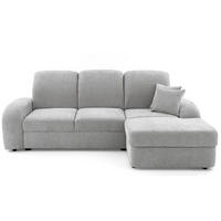 ECKSOFA VIBE S Rechts mit Schlaffunktion 130x202 Chenille Hellgrau - Hellgrau/Schwarz, Holz/Kunststoff (156/255cm) - Muffo