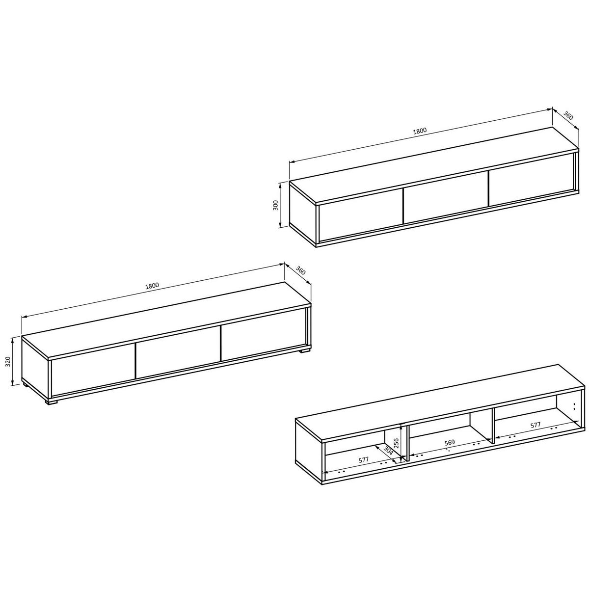 TV-LOWBOARD Moddern Anthrazit / Eiche 180 cm - Beige/Anthrazit, Holzwerkstoff (180/32/36cm) - Selsey