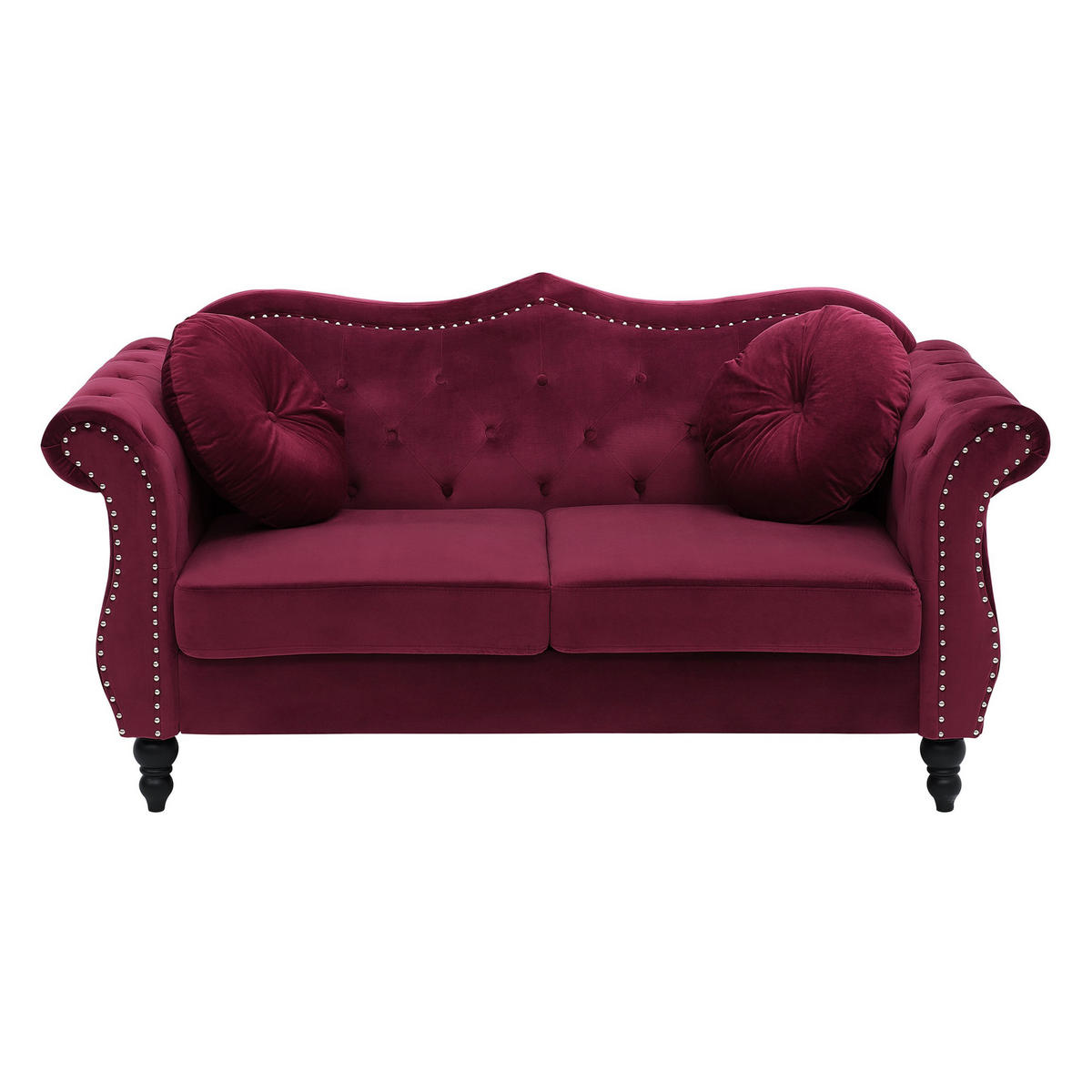 SOFA-SET 5-sitzer Samtstoff Rot Skien - Rot, Textil (200/91/83cm) - Beliani