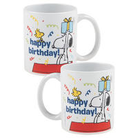 KAFFEEBECHER The Peanuts Snoopy Happy Birthday Geburtstag Weiß 320 ml - Weiß, Keramik (0.32L) - United Labels