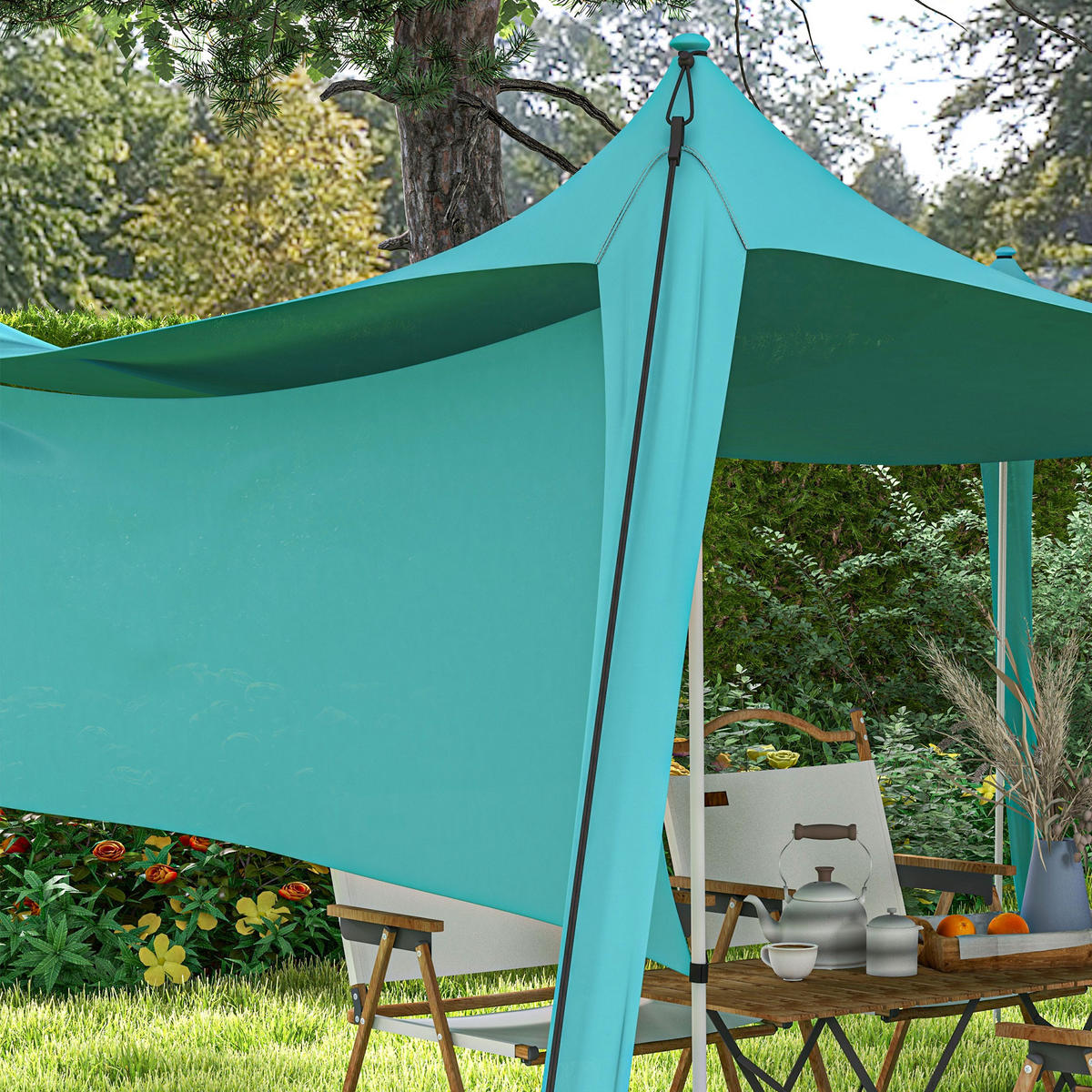 GARTENZELT Himmelblau, Polyammoniak, Stahl - Hellblau, Metall (300/300cm) - Outsunny