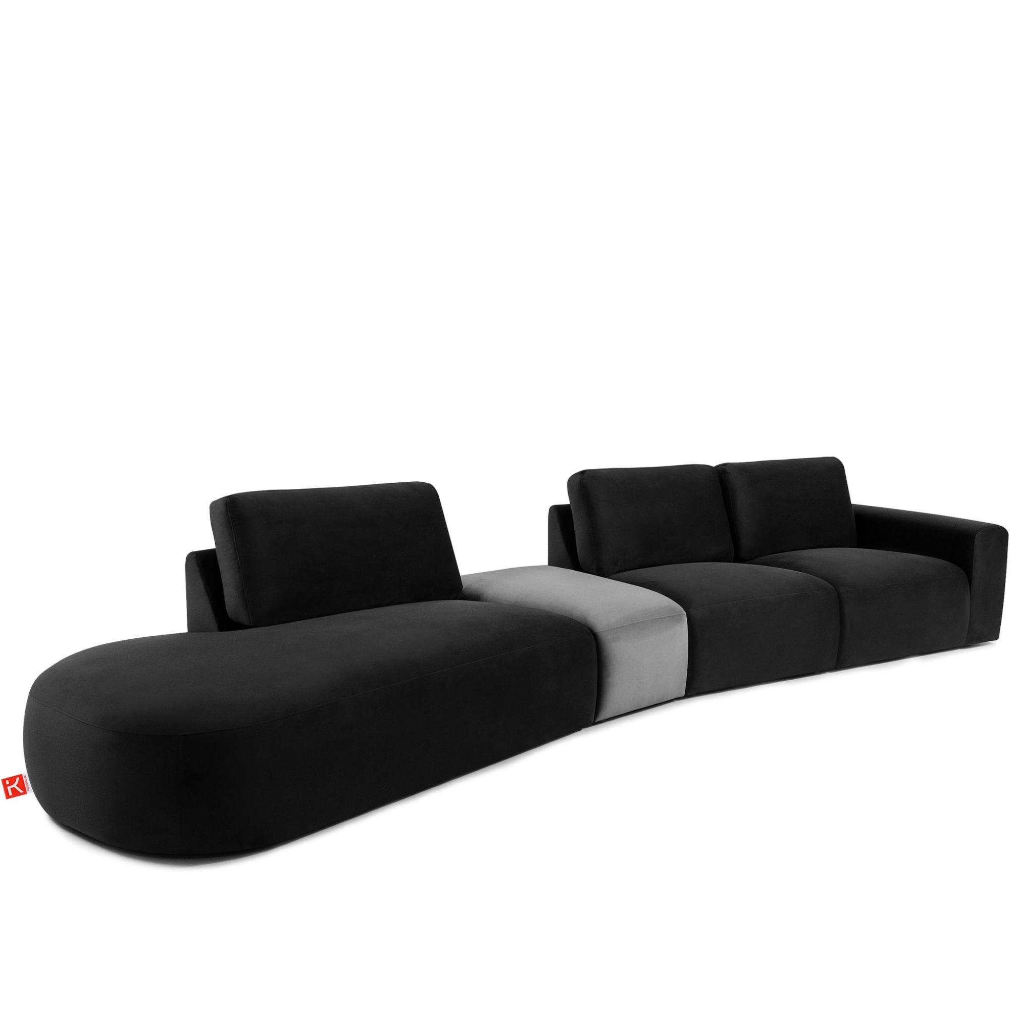 5-SITZER ECKSOFA ZUCCO Velour links, Dunkelgrau - Dunkelgrau, Textil (430/84/105cm) - KONSIMO®