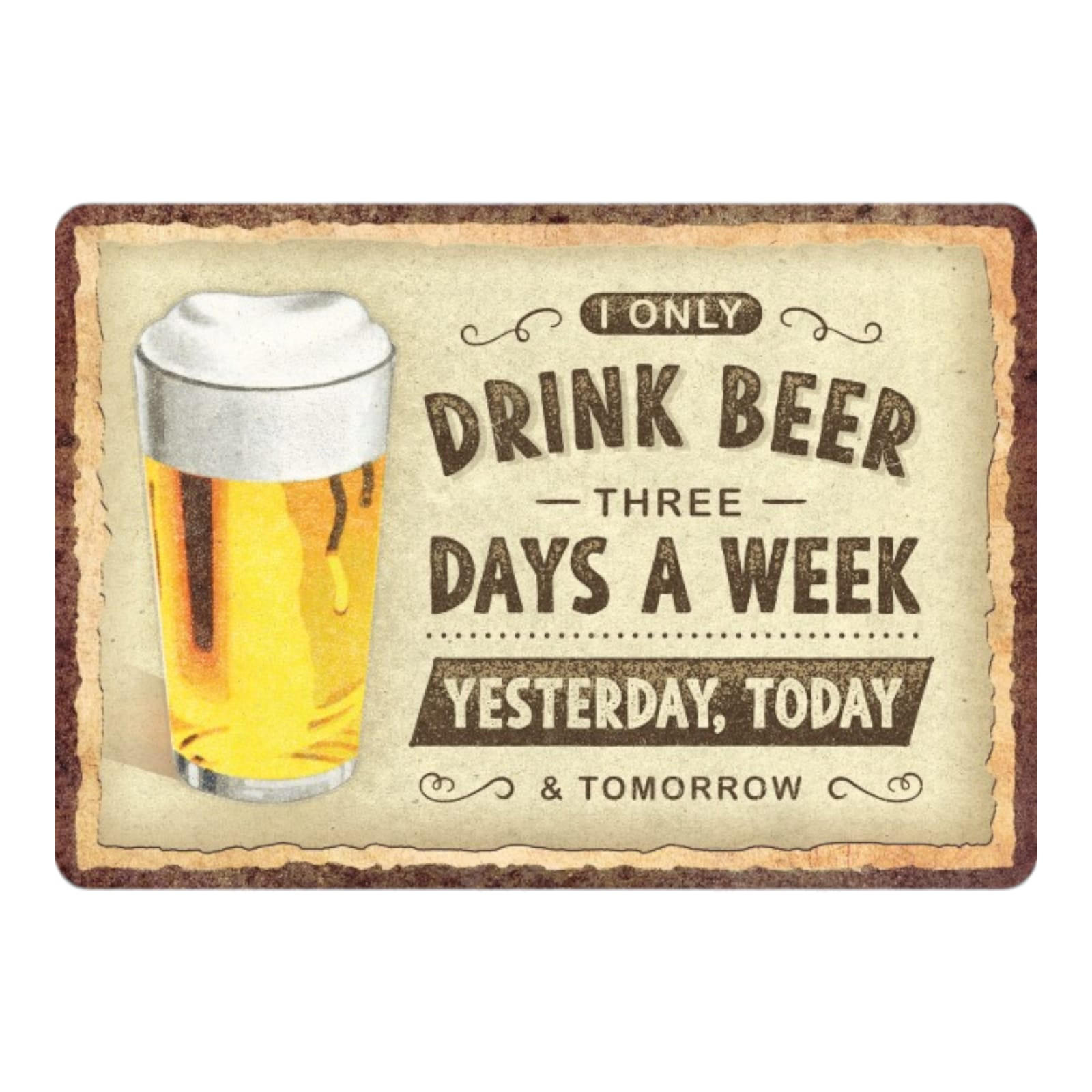 MINIBLECHSCHILD 10/14 cm Drink Beer Three Days - Multicolor, Metall (14/10/0.1cm) - Nostalgic-Art