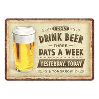 MINIBLECHSCHILD 10/14 cm Drink Beer Three Days - Multicolor, Metall (14/10/0.1cm) - Nostalgic-Art