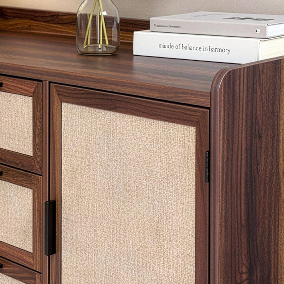 SIDEBOARD im Nussbaumdekor, 2 Türen, 3 Schubladen mit Fronten aus Stoff 140/39,5/79 cm - Nussbaumfarben, Holzwerkstoff (39.5/79/140cm) - Calicosy