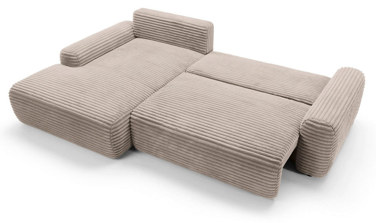 ECKSOFA Alferia Beige mit Cordbezug - Beige/Schwarz, Kunststoff/Textil (264/162cm) - Selsey