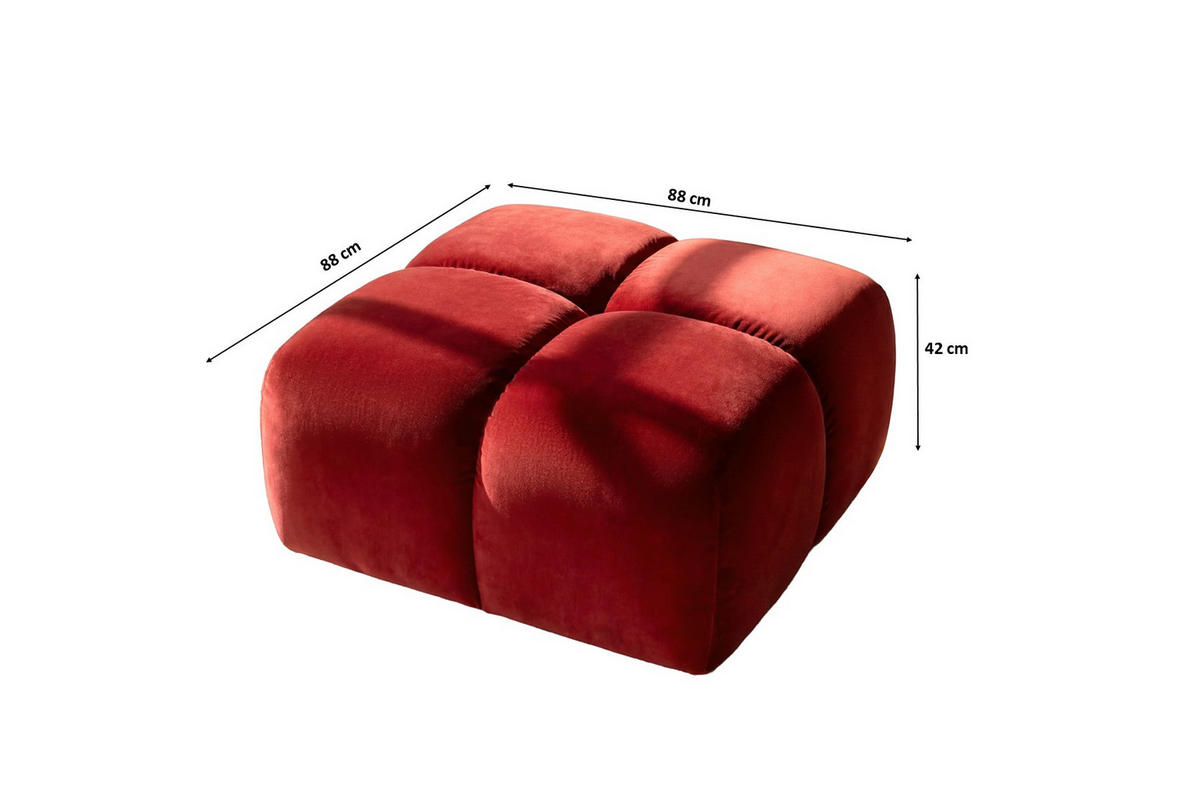 HOCKER, Pouf, Veloursstoff Bluvel, Rotwein, Averro - Weinrot, Holz (88/42/88cm) - Kaiser Möbel