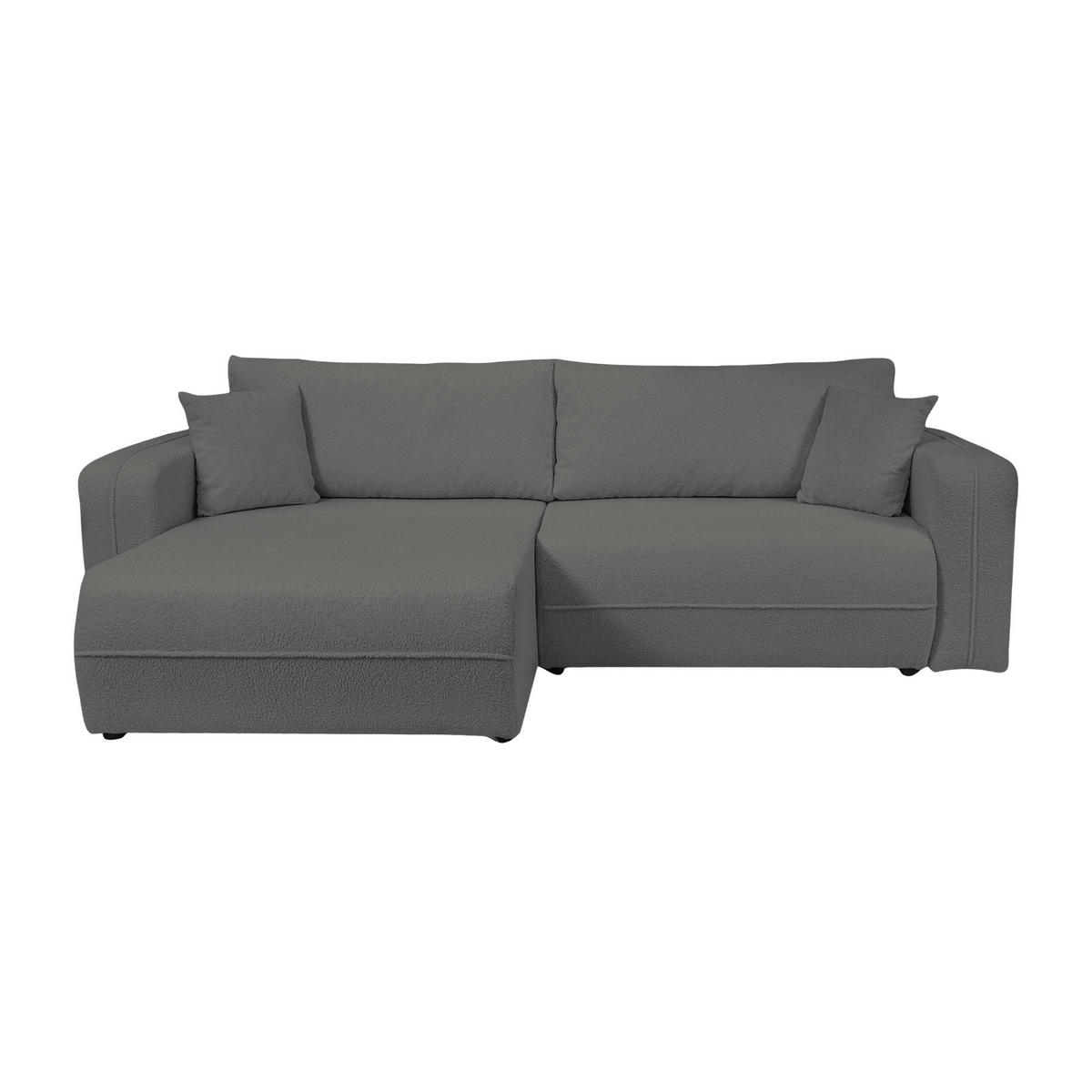 ECKSOFA Oreo L-Form Mit Bettkasten Und Schlaffunktion Quelle-Stoff Graphit Links - Dunkelgrau, Holz (143/247cm) - Kaiser Möbel