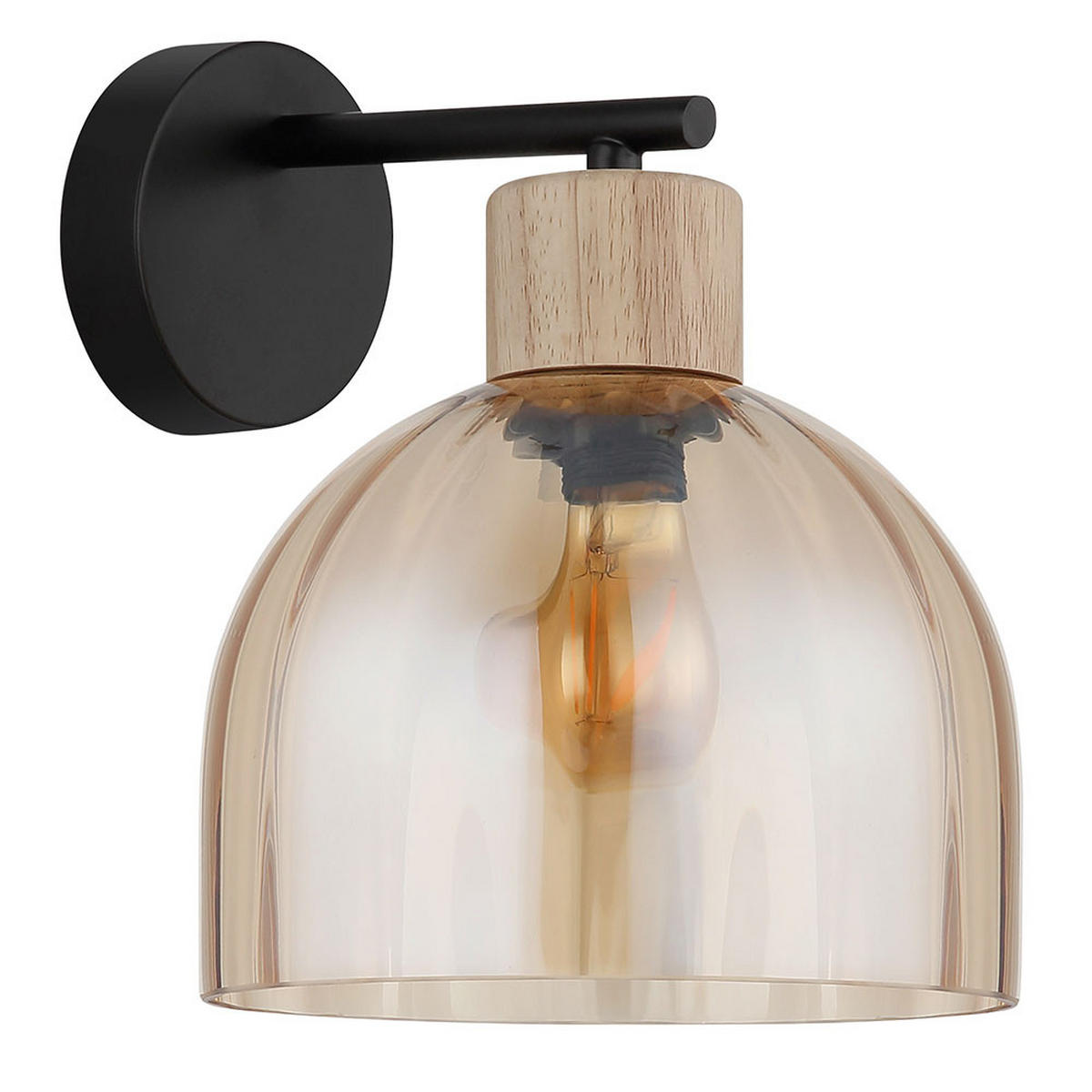 LED WANDLEUCHTE SWANSON Holz, Schwarz, Amber - Klar, Holz (20/24/23.5cm) - Globo Lighting