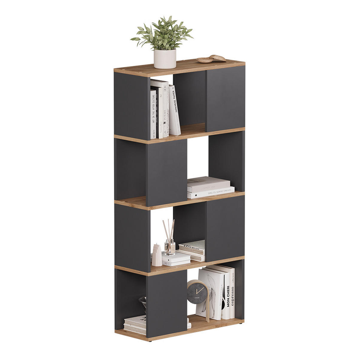 RAUMTEILER Eneos Anthrazit/Goldkraft Eiche 60 x 124.5 cm - Anthrazit/Eiche Wotan, Holzwerkstoff (60/124.5/24cm) - Vicco