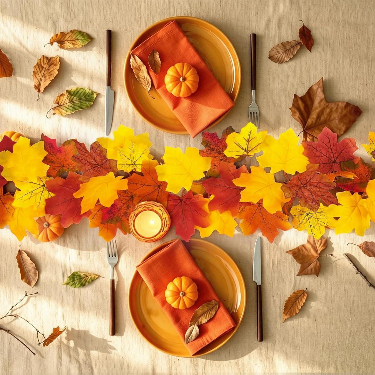 HERBSTGIRLANDE 2er Set 200 cm - Multicolor, Kunststoff (200cm)