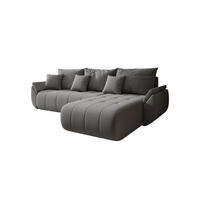 ECKSOFA Mit Schlaffunktion Und Bettkasten TOKYO, Stoff WIND, Stahl, Rechts - Grau, Holz (280/190cm) - Kaiser Möbel