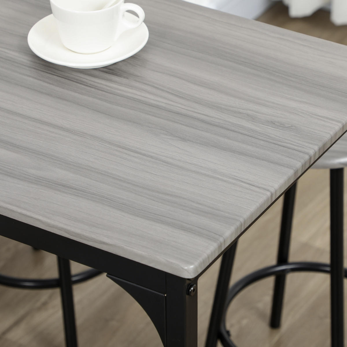 BARGARNITUR 5-teilig DE-08024 mit Tisch & 4 Hockern, Industrie-Design Rustikal - Grau, Metall (50/89.5/110cm) - ComfortXL