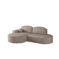 ECKSOFA mit Schlaffunktion und Bettkasten Modena Runden stoff Poso Dunkelbeige Links - Cappuccino, Holz/Textil (179/278cm) - Kaiser Möbel
