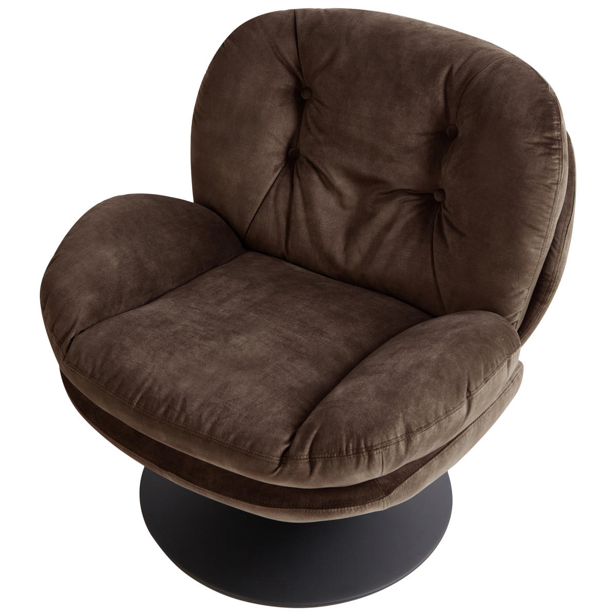 DREHSESSEL Dunkelbraun Nolvik - Dunkelbraun/Schwarz, Textil (82/82/85cm) - Beliani