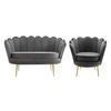 COUCHGARNITUR Muschel 2+1 - Samt - Anthrazit - DANDELION - Anthrazit, Textil (75/78/124cm) - Pascal Morabito