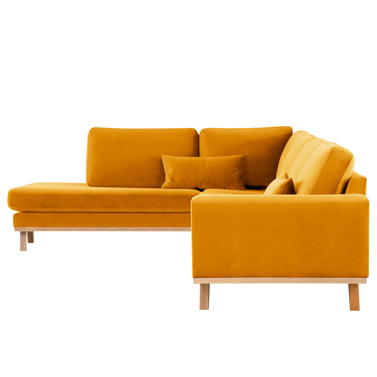 ECKSOFA mit Ottomane - Gelb/Buchefarben, Buchenholz/Textil (287/219cm) - home24