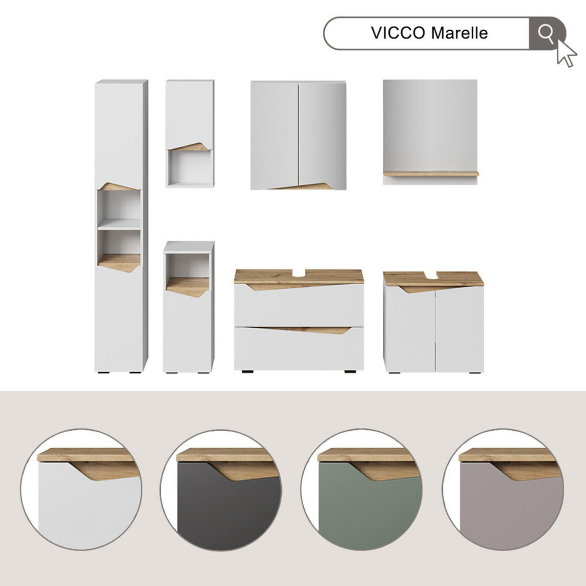 WASCHBECKENUNTERSCHRANK Marelle Anthrazit/Artisan 80 x 57.5 cm mit 2 Schubladen - Anthrazit/Eiche Artisan, Holzwerkstoff (80/57.5/35cm) - Vicco